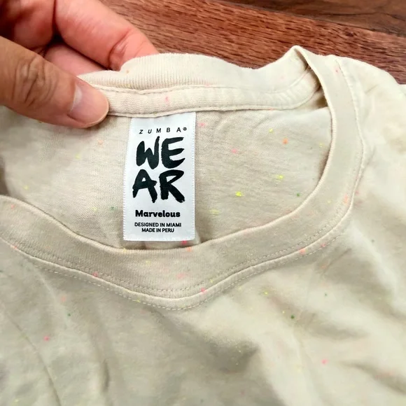 Zumba Fitness Cream Tee with Colorful Speckles - Picture 4 of 5